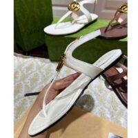 Gucci Women GG Double G Thong Sandal White Leather Flat 0.5 CM Heel (3)