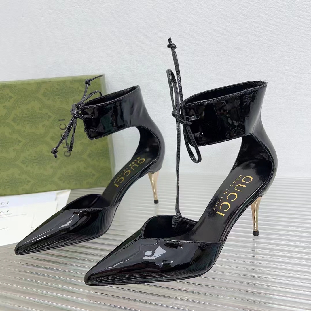 Gucci Women GG High Heel Patent Pump Black Patent Leather 10 CM Heel (11)