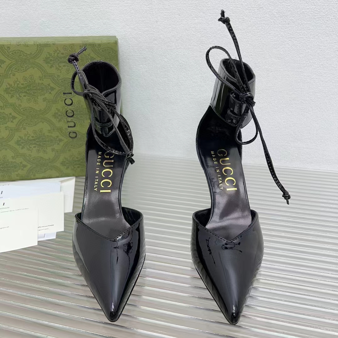 Gucci Women GG High Heel Patent Pump Black Patent Leather 10 CM Heel (7)