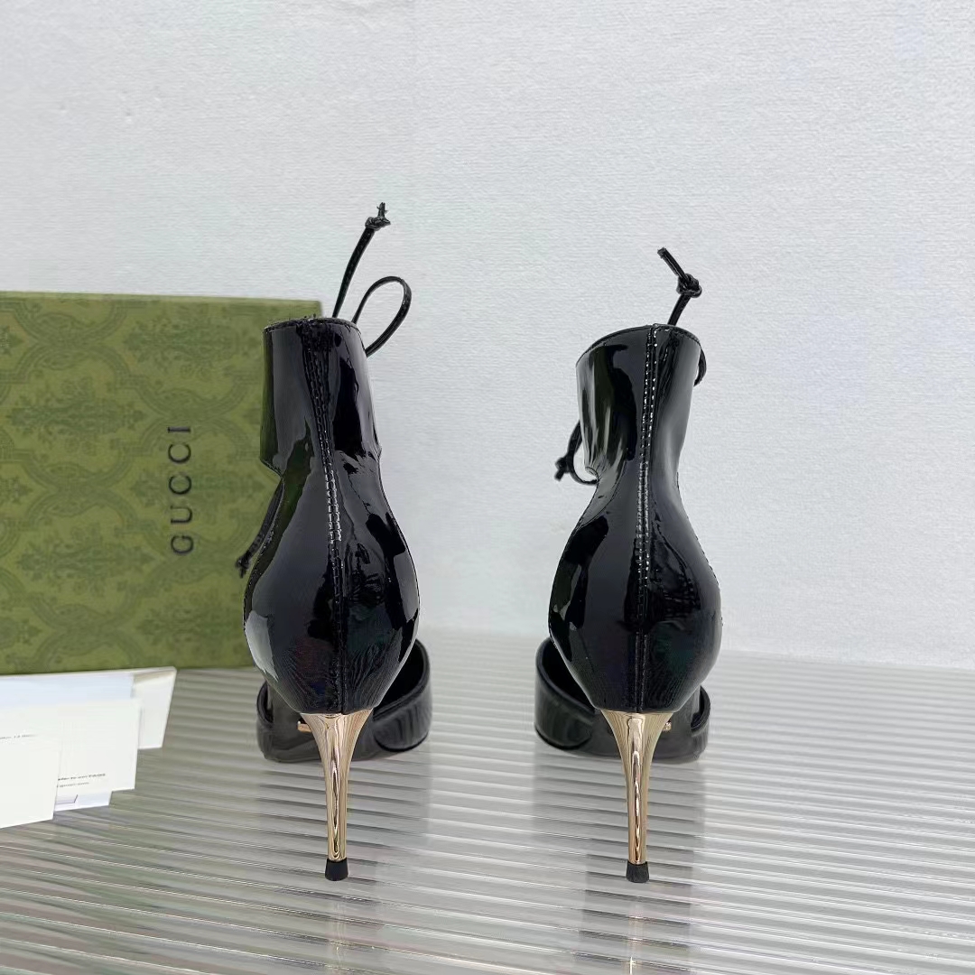 Gucci Women GG High Heel Patent Pump Black Patent Leather 10 CM Heel (8)