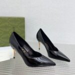 Gucci Women GG High Heel Pump Black Leather Pointed Toe 10 CM Heel - Image 2