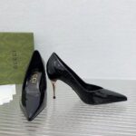 Gucci Women GG High Heel Pump Black Leather Pointed Toe 10 CM Heel - Image 5