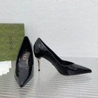 Gucci Women GG High Heel Pump Black Leather Pointed Toe 10 CM Heel (9)