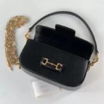 Gucci Women GG Horsebit 1955 Small Shoulder Bag Black Leather Top Handle - immagine 6