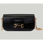 Gucci Borsa a tracolla piccola GG Horsebit 1955 da donna in pelle nera con manico superiore