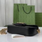 Gucci Women GG Horsebit 1955 Small Shoulder Bag Black Leather Top Handle - immagine 7