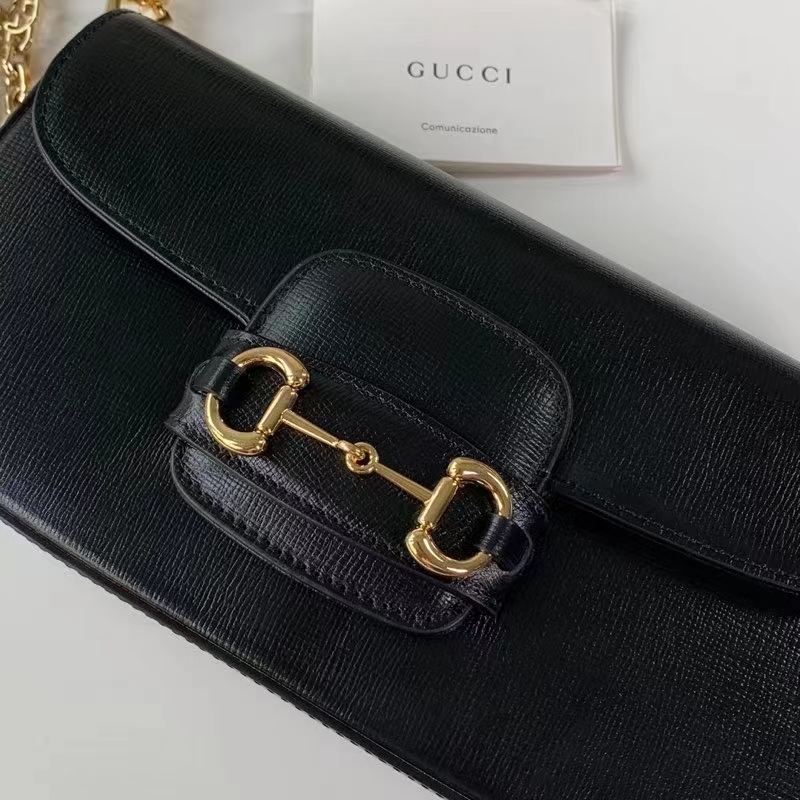 Gucci Women GG Horsebit 1955 Small Shoulder Bag Black Leather Top Handle (9)