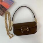 Gucci Women GG Horsebit 1955 Small Shoulder Bag Brown Leather Top Handle – Bild 3