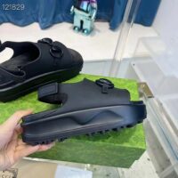 Gucci Women GG Horsebit Platform Sandal Black Rubber Velcro Strap Closure (3)