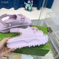 Gucci Women GG Horsebit Platform Sandal Light Pink Rubber Velcro Strap Closure (2)