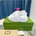 Gucci Women GG Horsebit Platform Sandal White Rubber Velcro Strap Closure - Image 2