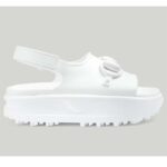 Gucci Women GG Horsebit Platform Sandal White Rubber Velcro Strap Closure