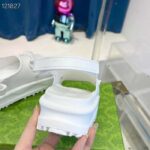 Gucci Women GG Horsebit Platform Sandal White Rubber Velcro Strap Closure - Image 6