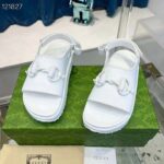 Gucci Women GG Horsebit Platform Sandal White Rubber Velcro Strap Closure - Image 3