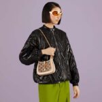 Gucci Women GG Jackie 1961 Mini Crystal GG Lizard Bag Powder Pink Mesh - immagine 11