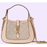 Gucci Donna GG Jackie 1961 Mini Crystal GG Lizard Bag Powder Pink Mesh