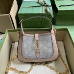 Gucci Women GG Jackie 1961 Mini Crystal GG Lizard Bag Powder Pink Mesh - immagine 2