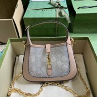 Gucci Women GG Jackie 1961 Mini Crystal GG Lizard Bag Powder Pink Mesh (2)