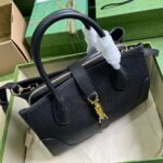 Gucci Women GG Jackie 1961 Small Natural Grain Tote Black Leather Medium Size - immagine 4