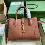 Gucci Women GG Jackie 1961 Small Natural Grain Tote Brown Leather Medium Size - immagine 2