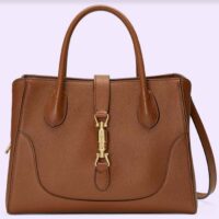 Gucci Women GG Jackie 1961 Small Natural Grain Tote Brown Leather Medium Size (5)