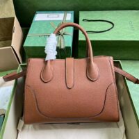 Gucci Women GG Jackie 1961 Small Natural Grain Tote Brown Leather Medium Size (5)
