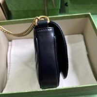 Gucci Women GG Marmont Matelassé Chain Mini Bag Black Chevron Leather Double G (7)