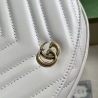 Gucci Women GG Marmont Matelassé Chain Mini Bag White Chevron Leather Double G (10)