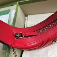 Gucci Women GG Marmont Matelassé Mini Bag Red Chevron Leather Double G (2)