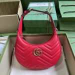 Gucci Women GG Marmont Matelassé Mini Bag Red Chevron Leather Double G - Image 2