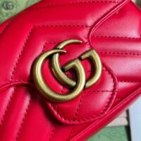 Gucci Women GG Marmont Matelassé Super Mini Bag Red Matelassé Chevron Leather (10)