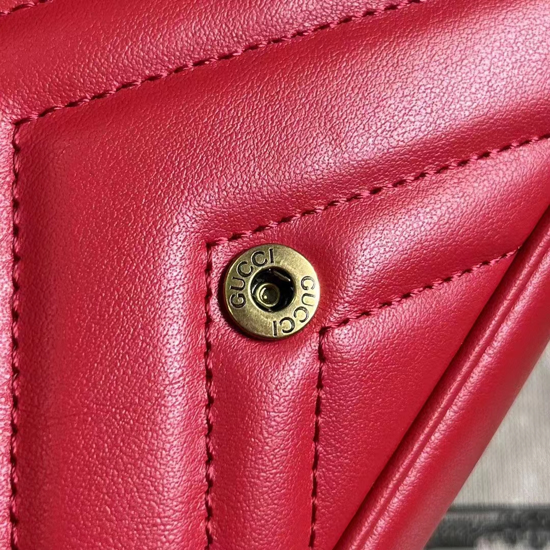 Gucci Women GG Marmont Matelassé Super Mini Bag Red Matelassé Chevron Leather (3)
