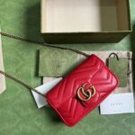 Gucci Women GG Marmont Matelassé Super Mini Bag Red Matelassé Chevron Leather - Imagen 2