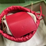 Gucci Women GG Marmont Mini Bucket Bag Red Matelassé Chevron Leather Double G – Image 7
