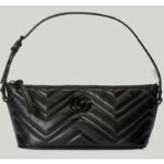 Gucci Dam GG Marmont Axelväska Svart Matelassé Chevron Läder
