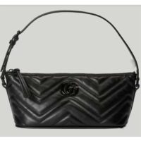 Gucci Women GG Marmont Shoulder Bag Black Matelassé Chevron Leather (6)