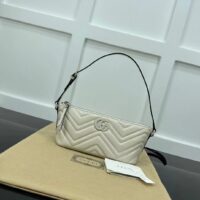 Gucci Women GG Marmont Shoulder Bag White Matelassé Chevron Leather (10)