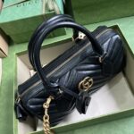 Gucci Women GG Marmont Small Top Handle Bag Black Matelassé Chevron Leather - Image 3