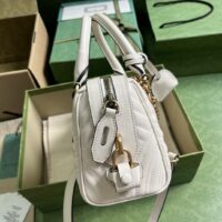 Gucci Women GG Marmont Small Top Handle Bag White Matelassé Chevron Leather (7)