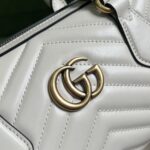 Gucci Women GG Marmont Small Top Handle Bag White Matelassé Chevron Leather - Image 9