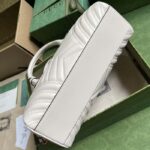 Gucci Women GG Marmont Small Top Handle Bag White Matelassé Chevron Leather - Image 4