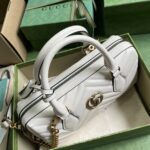 Gucci Women GG Marmont Small Top Handle Bag White Matelassé Chevron Leather - Image 5