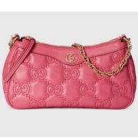 Gucci Women GG Matelassé Handbag Pink GG Matelassé Leather Zip Closure (1)