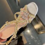 Gucci Women GG Nojum High Heel Sandal Metallic Platinum Silver Braided Leather 9 CM - immagine 8