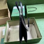 Gucci Women GG Petite GG Small Tote Bag Black Leather Double G - immagine 7