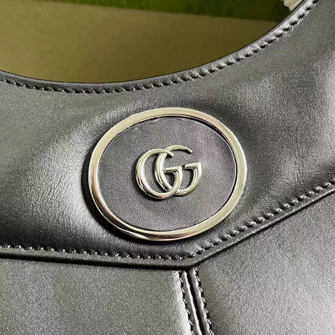 Gucci Women GG Petite GG Small Tote Bag Black Leather Double G (11)
