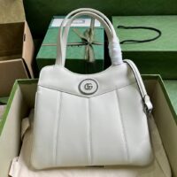 Gucci Women GG Petite GG Small Tote Bag White Leather Double G (6)