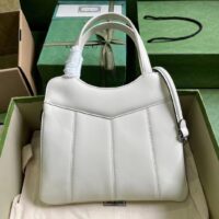 Gucci Women GG Petite GG Small Tote Bag White Leather Double G (6)