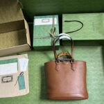 Gucci Women Gucci Diana Medium Tote Bag Double G Cuir Leather Bamboo Handles – Image 6