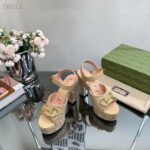 Gucci Women Horsebit Platform Sandal Natural GG Raffia High 12 CM Heel - Image 6